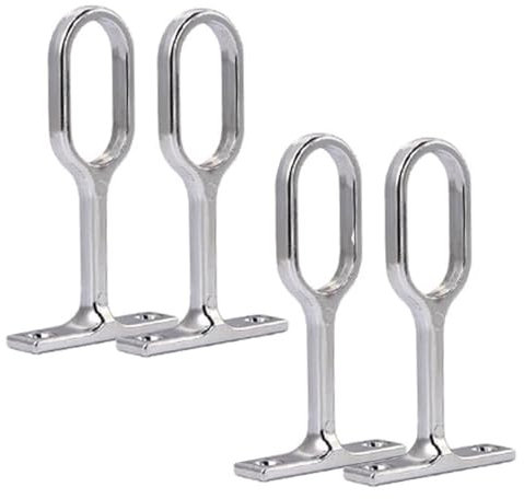 BRIOTA Oval Wardrobe Rail Brackets, 4 Pcs Zinc Alloy Hollow Closet Rod Support, Ceiling-Mounted Hanging Pole Holders, Wardrobe Rail Fittings for Clothes Rail Cabinet Wardrobe Curtain in Bedroom
