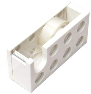 Tissting Dispenser Nastro Adesivo 10.7X5.2X4cm - Porta Rotolo Etichette Impilabile per Scuola Ufficio Studio, 4 Colori, Taglio Facile con Lama in Acciaio, Design Mini Mattoncino