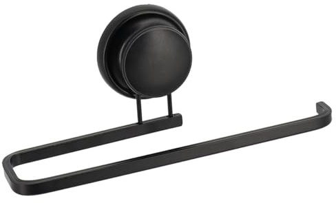 Tendance - Porte Serviettes Aluminium sur Ventouse - Noir - Salle de Bain - Accessoire Utilitaire