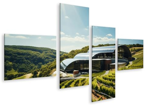 islandburner Prime Bild auf Leinwand Modernes Wandbild: Weinberge, sanfte Hügel, dramatischer Himmel & Weinreben Weinkeller Weingut Bilder Wandbilder Poster