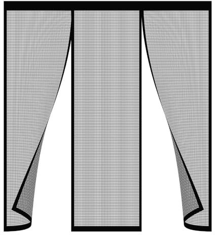 Moustiquaire Fenêtre Rideau 280x215cm Facile à Installer Fermeture Automatique Porte Moustiquaire Anti Insecte Mouche Moustique pour Couloirs,Portes Noir