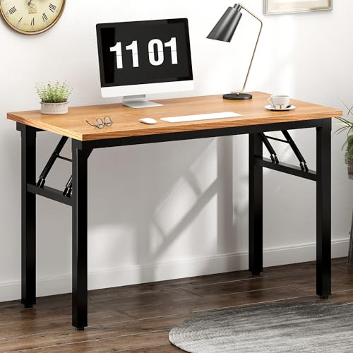 AuraCraft Tavolo pieghevole, scrivania per computer, scrivania piccola, tavolo pieghevole, tavolino da ufficio, in legno (teak, nero, 100 x 60 cm)