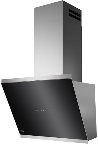 AEG Dunstabzugshaube Serie 7000 mit SilenceTech 60cm – kopffreie Wandhaube mit Glas – Ab- und Umluft – max. 760 m³/h im Abluftbetrieb mit max. 67 dB(A) – Lüftenfunktion – Edelstahl – GV77D61SL