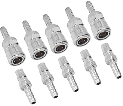 5 Sets Luftkupplung, Luft-Luft-Luftkupplung, Luft-Schnellkupplungs-Kupplung, Luft-Schnellkupplungs-Kupplung und Stecker-Set, Luftanschlüsse aus Edelstahl, Plattierter Edelstahl