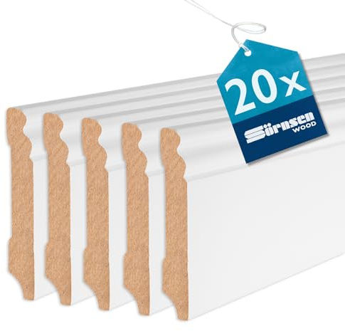 Sockelleiste MDF – 16x95x2440 mm, 20 Stück, weiß RAL 9016 lackiert | Sörnsen Wood Sockelleiste – hochwertige Fußleisten mit Altdeutschem Profil – Beste Qualität hergestellt in Norddeutschland