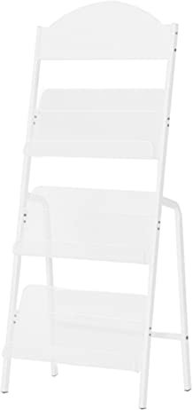 Zeitschriftenständer für den Boden im Büroeingangsbereich, kompakter Katalogliteraturhalter mit 3 Ebenen, Prospektständer für Messen (Farbe: Schwarz, Größe: 48 x 30 x 124 cm) (Weiß 48 x 30 x