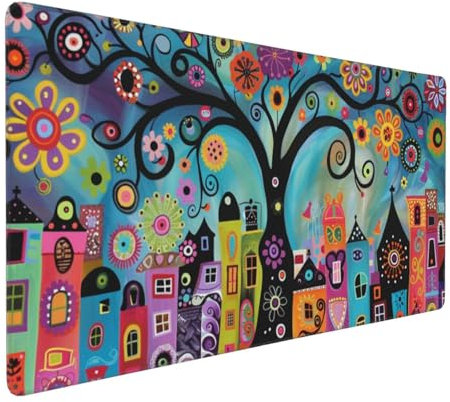 Gaming Mauspad XXL Baum Mousepad 1000x500x4mm Farbe Verlängertes Mauspad Schreibtischauflage,Genähte Kanten Mauspad,Verbessert Präzision und Geschwindigkeit Wasserdicht Geeignet für Büro und Spiele