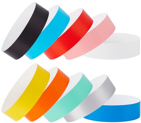 SOFPLATE 300 pz 10 colori Braccialetti per Eventi Braccialetti di Carta Adesivi Colorati Al Neon Braccialetti di Identificazione per Concerti Impermeabili Fasce Da Mano Leggere per Eventi Festa Bracci