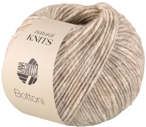 LANA GROSSA Bottoni | Baumwoll-Viskosegemisch mit Merinofasern | Handstrickgarn aus 53% Baumwolle, 24% Viskose & 23% Schurwolle | 50g Wolle zum Stricken & Häkeln | 125m Garn FB 13