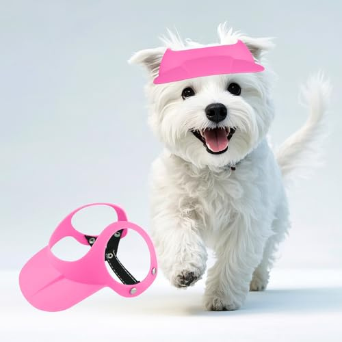 NAMSAN Hunde Sonnenhut Sonnenschutz Haustier Hut mit Ohrlöchern, Verstellbarer Mütze für kleine und mittelgroße Hunde-Rosa