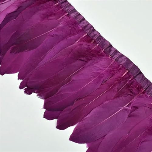 2 Meter Gänsefederbesatz, Hochzeitsfeier-Dekoration, Fransen für Kleidung, Makramee-Federn, DIY, farbige Bänder zum Basteln, Fuchsia