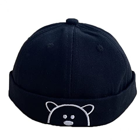 Keuyeo Vintage Junge Docker Cap Cartoon Bär Krempenlose Mütze Kinder Atmungsaktive Baumwolle Beanie Hüte Solide Frühling Vermieter Sailor Cap