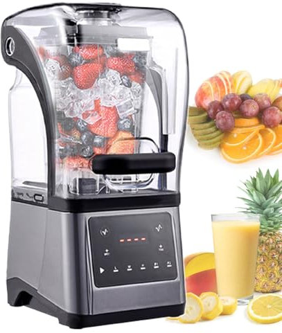 lilishangmao Blender Professionnel Silencieux pour Smoothies,avec Boîtier Insonorisé,Récipient De 1,6 L,Mixeur Professionnel À Glace Pilée,9 Vitesses De Réglage Et Autonettoyage,avec Barre De Poussée