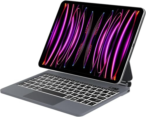 Occtingkind, Magic Keyboard für iPad Air 13/ iPad Pro 12,9 (2018/2020/2021/2022), Magnetische Magic Keyboard, QWERTZ Layout, Trackpad, Hintergrundbeleuchtung, USB C, Bluetooth, Schwarz