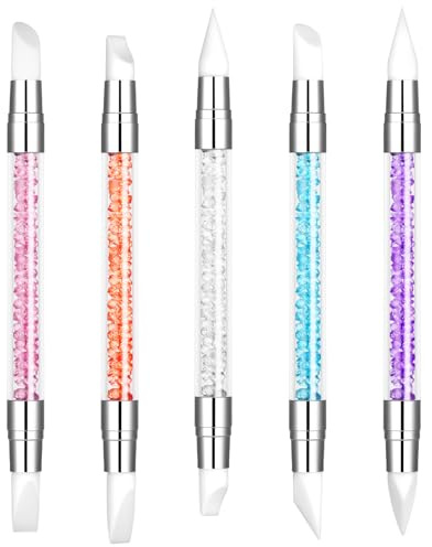 BUTBU Pinceau Nail Art Ongles, Pinceaux en Silicone Nail Art, 5 Pcs Sculpture Stylo Kit, Silicone Nail Art Sculpture Pen, Double Tête Pinceaux Nail Art Outils pour Design Peinture Manucure | Lot de pinceaux de peinture et de dessin en silicone pour nail art (B)