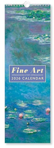 Fine Art 2026 schmaler Wandkalender | Monatsplaner mit Kunstwerken von Van Gogh, Monet, Degas, Renoir & More