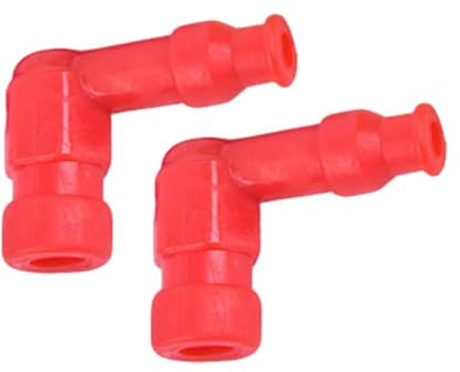 Folpus 2 pezzi Cappuccio candela 90° angolo impermeabile in silicone modifica resistore cappuccio candela per, Rosso