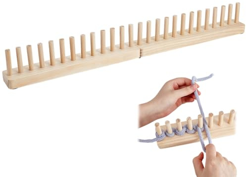 PH PandaHall Telaio in legno per maglieria Chunky Kit per coperta pieghevole per maglieria filato all'uncinetto Telaio in legno portatile Telaio per coperte Tessitura fai da te Filato a mano