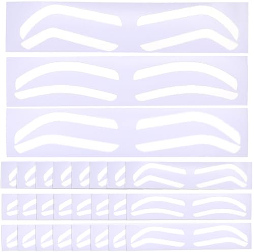 craspire 60 Pairs 3 Styles Stencils de Sourcils Autocollants Stencils de Sourcils Blancs Autoadhésifs Plastique Exercice Peau Tatouage Artistes Sourcils Ruban Bande Stencils Airbrush Shaping Guide
