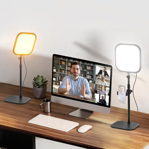 NEEWER Basics 2-pack, 10,8 tum videokonferensljus med stativ/mobilstativ, 15 W Bi Color Edge Lit Full Screen Desk Light CRI95+ för bärbar dator webbkamera zoom samtal strömning, L220