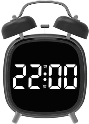 Lancoon Digitaler Doppelglocke Wecker mit Laute Lautstärke Temperatur Datum Dual Alarm Snooze Einstellbare Helligkeit für schwere Schläfer Studenten Schlafzimmer