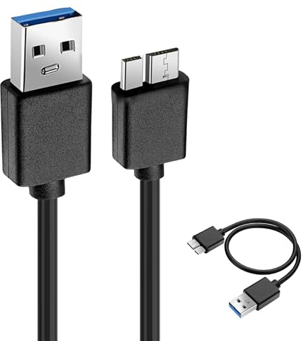 HEIZHU USB 3.0 A to Micro B External Hard Drive Data Cable | 5Gbps A to Micro B port Compatible with WD, Seagate, Xbox, PS4 & More External Hard Drives | 50cm Black