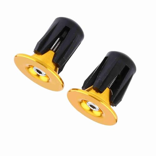 Yctze Endstopfen Aluminium, 2 Stück, Aluminium-Fahrradlenkergriffe, Endstopfen, Lenkerende, Fahrrad-Lenkerstopfen, die Meisten Fahrräder, Rennräder, Mountainbikes, Fixie – Sport & (GOLD)