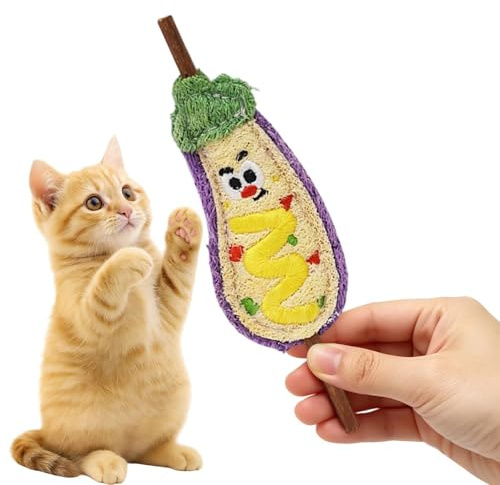 Natürliches Luffa Katzen Kauspielzeug – Zahnpflege Spielstab | Interaktives Spielzeug Für Drinnen Draußen | Katzen Zahnreinigung Spielzeug Für Kleine Mittlere Große