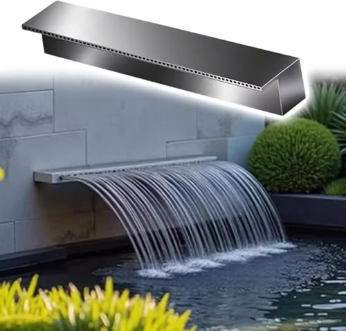 Utomhusdamm Vattenfall Spillavloppssats - Robust rostfri fontän för uteplatser och dammar, 84 cm vattenfunktion, hållbar dammutrustning, förbättra din trädgårdsdekoration