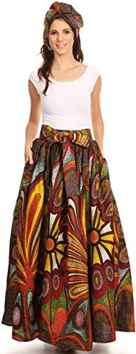 Sakkas 16317 - Asma Convertible Traditionnelle Cire Imprimer Sangle réglable Jupe Longue | Robe - 501-Multi - OS