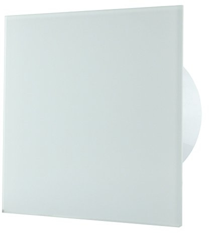 MKK - 18434-012 - Badlüfter Wohnraumlüfter Ventilator Wandlüfter Front wechselbar Ø 100 mm Ø 125 mm Nachlauf mit Einschaltverzögerung Ø 100 mm ECHTGLAS - weiß matt