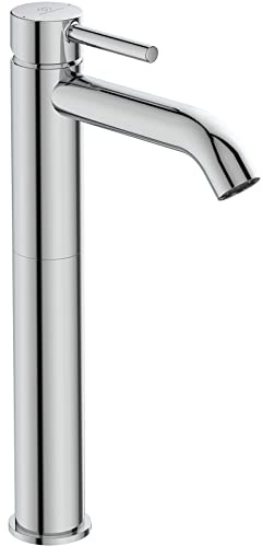 Ideal Standard BC194AA Ceraline Waschtischarmatur mit Ablauf, Verlängerter Sockel, Bad-Wasserhahn mit Auslauf, Mischbatterie Waschbecken, Wassersparend, Chrom