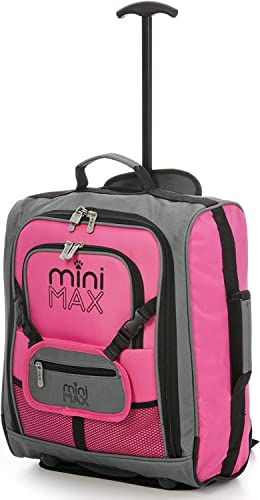 MiniMax Reisekoffer auf Rollen mit Vordertasche für Spielzeug/Puppen/Teddybär, Rosé Inim Xam, Bagage Cabine