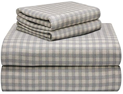 pointehaven Juego de sábanas de Franela con Estampado de algodón de Lujo de 180 g/m², Individual, a Cuadros de Granja