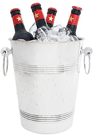 GOLDBEARUK Deluxe Stainless-Steel Champagne Bucket Large Size 48cm with Silver Handles