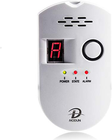 Gas Alarm, Natural Gas/LPG/Coal Gas Leak Detector, 3-Pin Plug-in Sensor Gas Monitor with Sound Alarm and LED Digital Display, Methane Propane Butane Combustible Gas Alarms for Kitchen Garage Hospital