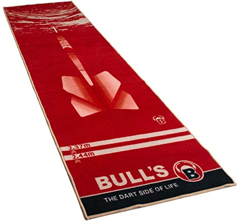 Carpet mat 180 red, rutschfester premium dartteppich, umweltfreundliche turnier dartmatte aus nylon und gummi mit offiziellem abstand zum dartboard 237cm x 80cm, optimaler schutz f?r darts und tips