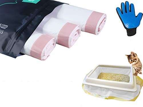 Amalan XXL 30-pack kattsandsbrickefoder + kammassagetandskar för husdjurshår, dragsko, repbeständiga väskor för extra stor kattlåda (915 x 450 x 0,03 mm)