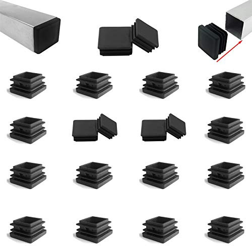 Zaky 12 Stück Lamellenstopfen für Vierkantrohre 40x40 mm Rohrstopfen Fußkappen schwarz aus Kunststoff Formrohr-Stopfen quadratisch