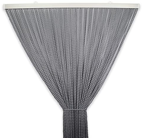 Tata Home Tenda Antimosche Catenelle Perline di Stoffa Morbide per Porta Finestra Moschiera a Pannello Susy 120x220 cm Colore Grigio