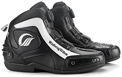 Msport Motorradstiefel Antirutsch und Atmungsaktiv – Schuhe für Motorradfahrer, Komfort und Sicherheit bei jedem Wetter - Schwarz 43 EU