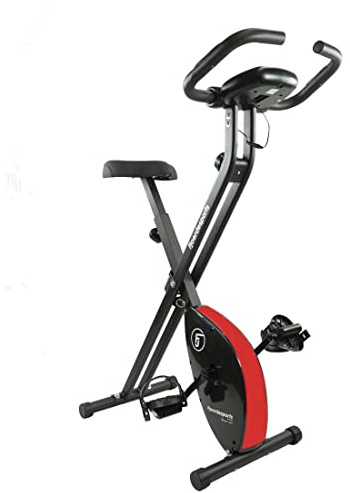 Fjoerdesports Vélo d'appartement pliant, Fitness Bike LCD Training Computer, vélo d'exercice pliable, mesure du rythme cardiaque inclus, poids maximal de l'utilisateur 110 kg, 8 niveaux de résistance