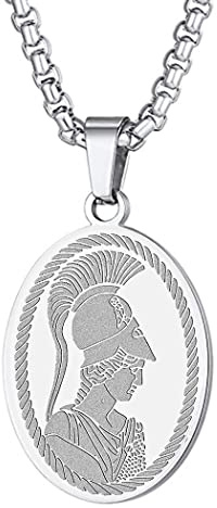 Athena the Goddess of Wisdom War hängsmycke halsband för kvinnor män grekisk mytologi berlock kragkedja skydd väktare medaljong amuletter smycken gåva (212S), Guld, silver