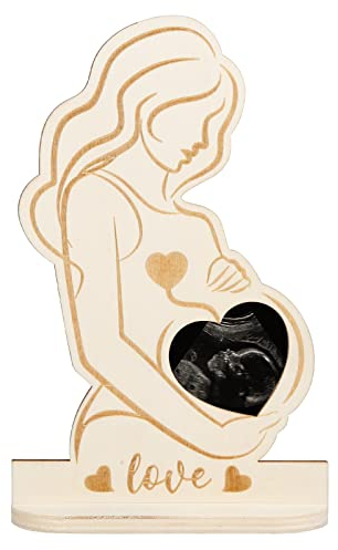 CHALA Werdende Mama Geschenk Schwangere Mama Bilderrahmen Holz Baby Ultraschall Fotorahmen Liebe im Bauch Pregnant Mama Geschenk Schwangerschaft Geschenkideen für Werdende Mutter Schwangere Babyparty