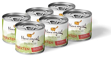 I love my cat NATURAL CAT FOOD Getreidefreies Nassfutter für Katzen mit Insektengeschmack 200 g x 6