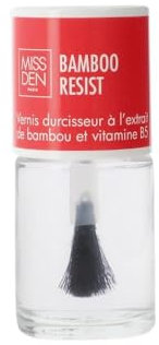 Vernis Durcisseur Bamboo Resist - Miss Den - 90% d'Ingrédients d'Origine Naturelle - Renforce et Protège - 10ml
