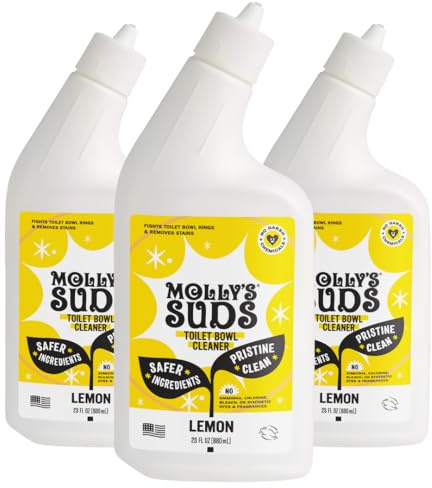 Molly's Suds Toilet Bowl Cleaner (Non-Bleach) | 98% Plant-Based Gel Formula Freshens, Removes Stains and Deodorizes | Lemon Scent - 23 Fl Oz (Pack of 3)
