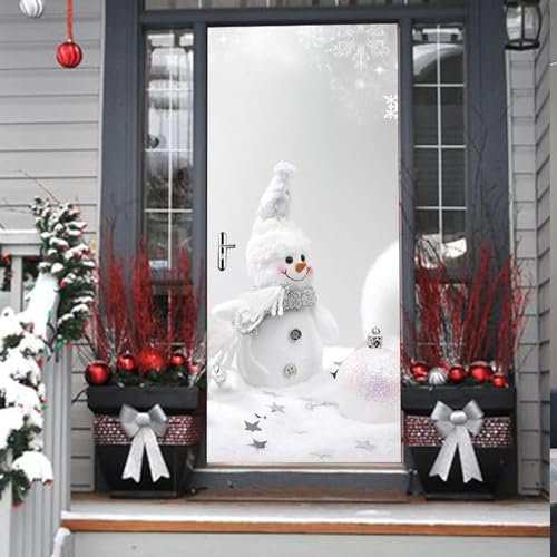 3D Türtapete Türposter Türbilder Weihnachtliche Weiße Schneemann-Schneeszene 80 X 200 Cm Selbstklebend Wasserdicht Abnehmbare Türfolie Für Kind Schlafzimmer Wohnzimmer Türaufkleber Aufklebe -8W4T/E8V5