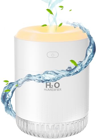 BAMCOO Luftbefeuchter Mini Luftbefeuchter klein USB einstellbar Mit Led-Licht AIR Humidifier mini with Soft Night Light für bedroom plants kinderzimmer Büro,Babyzimmer (White)