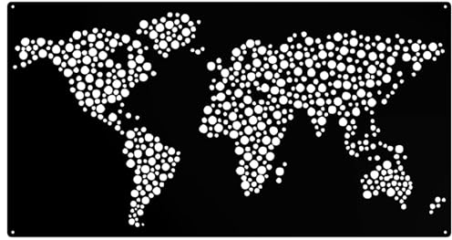 Anwicar Magnettafel Weltkarte - Magnetische Pinnwand 40x80 - aus Stahl - ideal für Magnete und Notizen - magnetisches Whiteboard - beschreibbare Tafel - inkl. Montageset